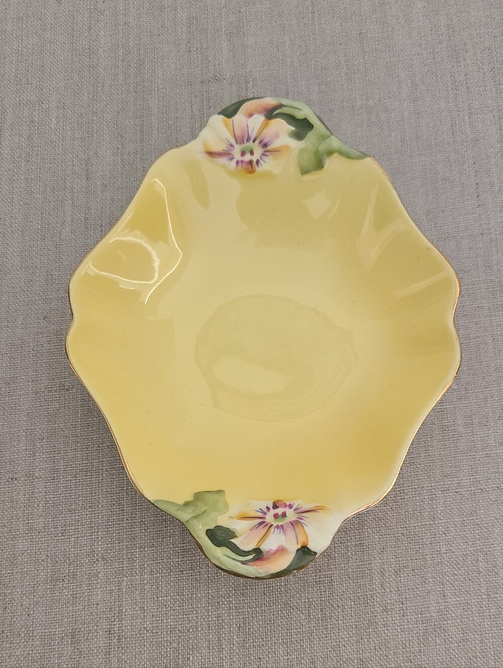 Royal Winton Vintage yellow ceramic dish Petunia pattern by Grimwades Pottery UK